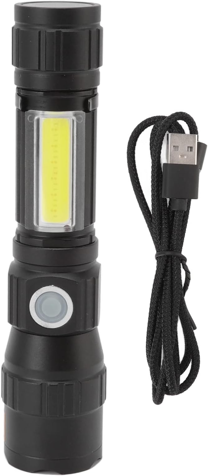 Rechargeable Flashlight, USB Charging LED Pocket Flashlight with 7 Modes Including and COB Lights, Magnetic Design for Camping, Pet Detection, and Emergency