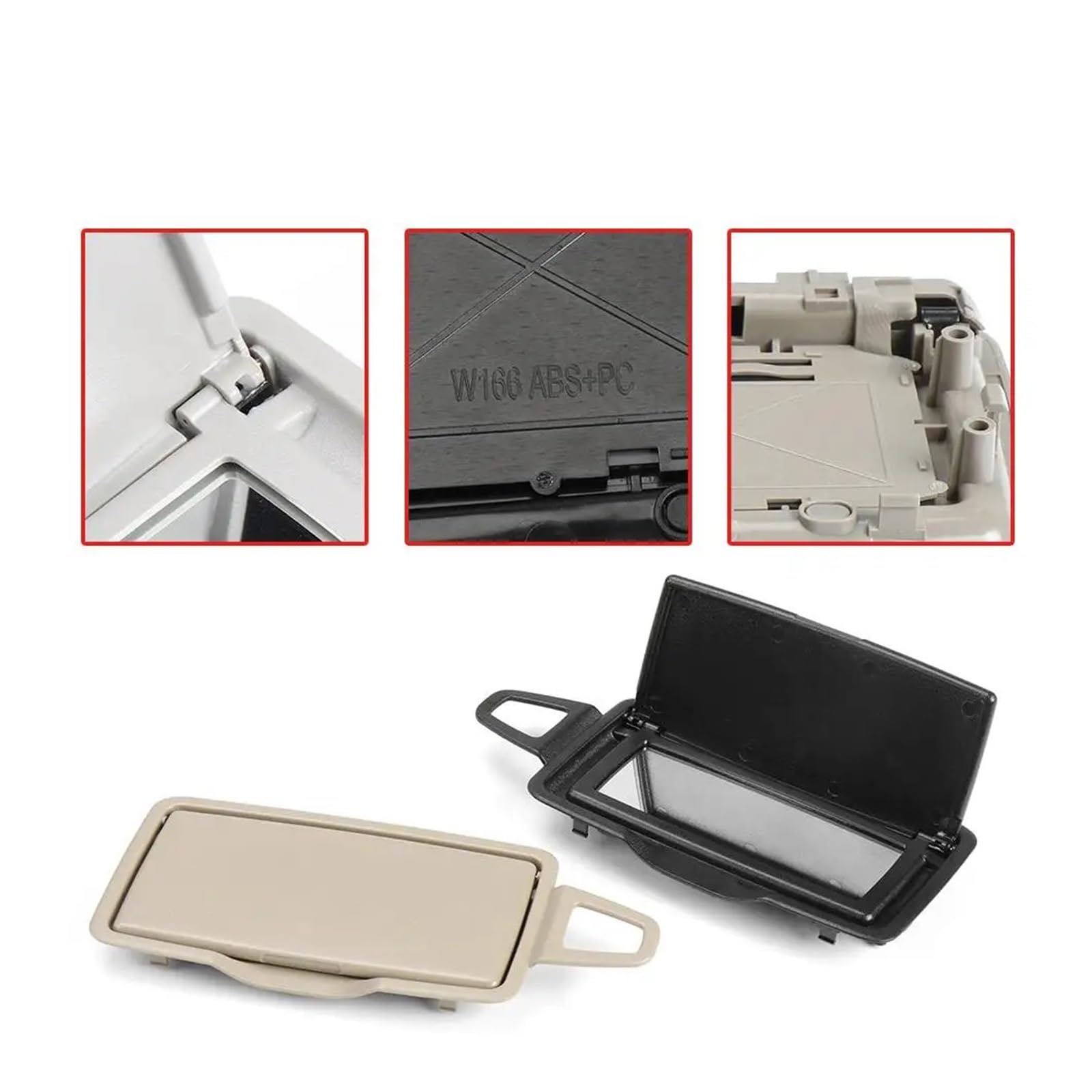 Car Front Sun Visor Mirror Cover,Fit For W205 W253 2015-2021 Makeup Replacement osłona przeciwsłoneczna z lusterkiem do makijażu(Left Black)