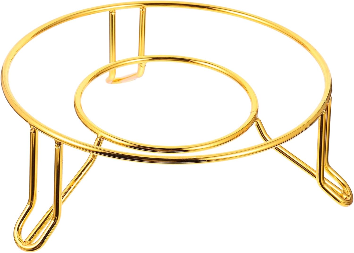 Heat Resistant Alloy Pot Rack Table Stand Hot Dish Holder Kitchen Storage Organizer for Cookware Protection, Gold Metal Pan Rack for Home Use