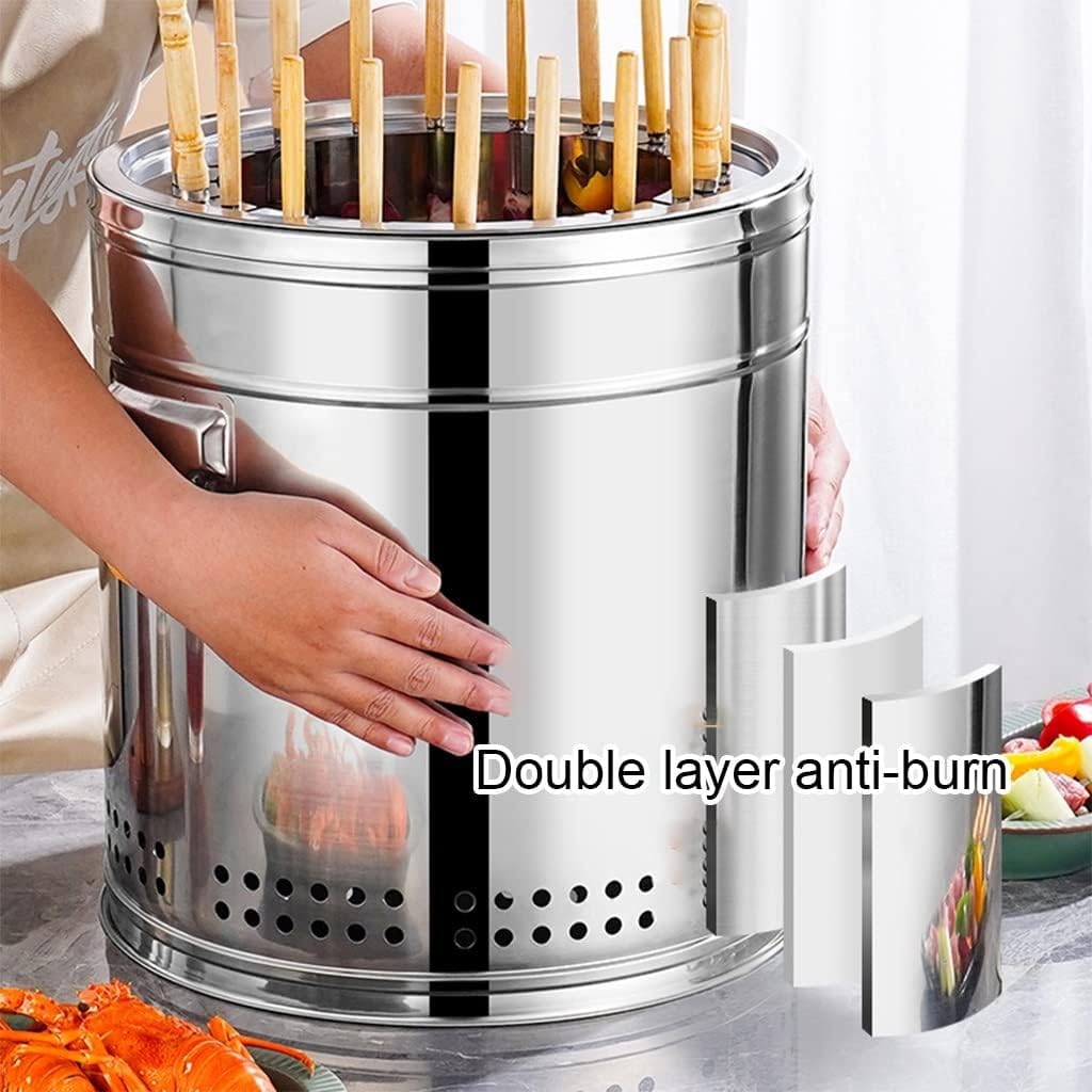 Gril sans fumée avec plaque de gril antiadhésive et filet de gril extérieur/intérieur portable pour griller des brochettes de viande, des légumes