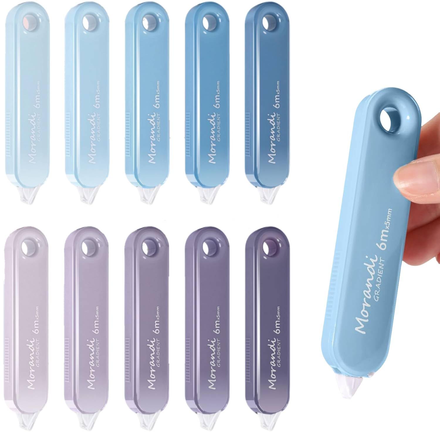 10 PCS White Out Tapes, Tape Roller Instant Correction Tape Mini Whiteout Set Cute Correction Rollers Aesthetic Stationery for Students Office Workers Home School Stationery Supplies(Blue Purple)