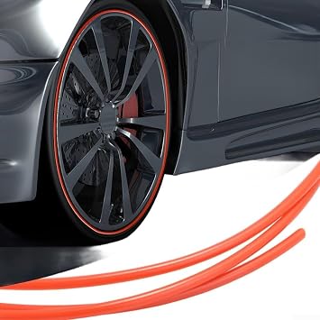 4 Pack Wheel Rim Protector Strips, Double Layer Anti Collision Car Wheel Trim Guard, Reversible PVC Moulding for Scratch Prevention(Red)