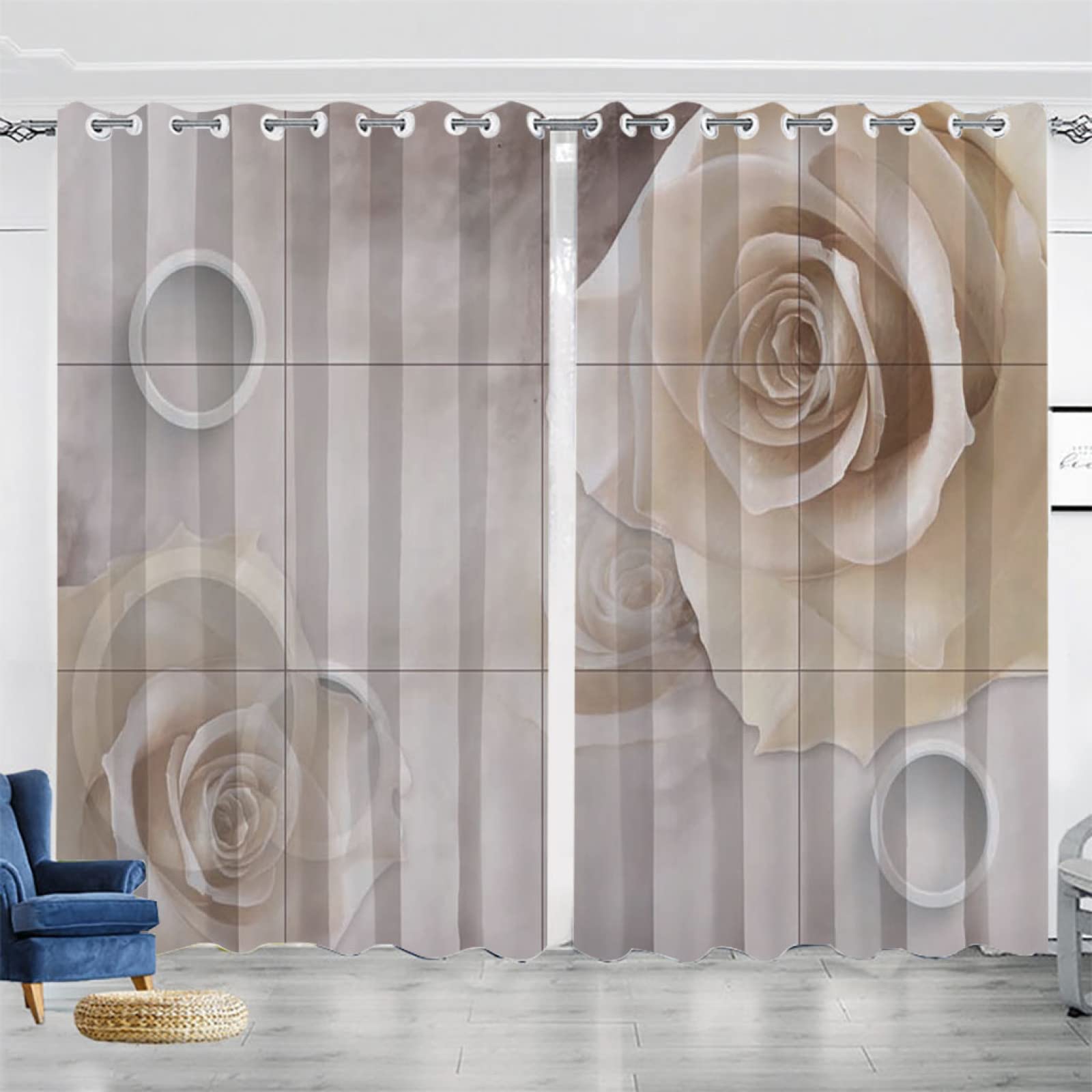 Vorhang Blickdicht Verdunklungsvorhänge Gardienen 2-SetBlume 150x166cm