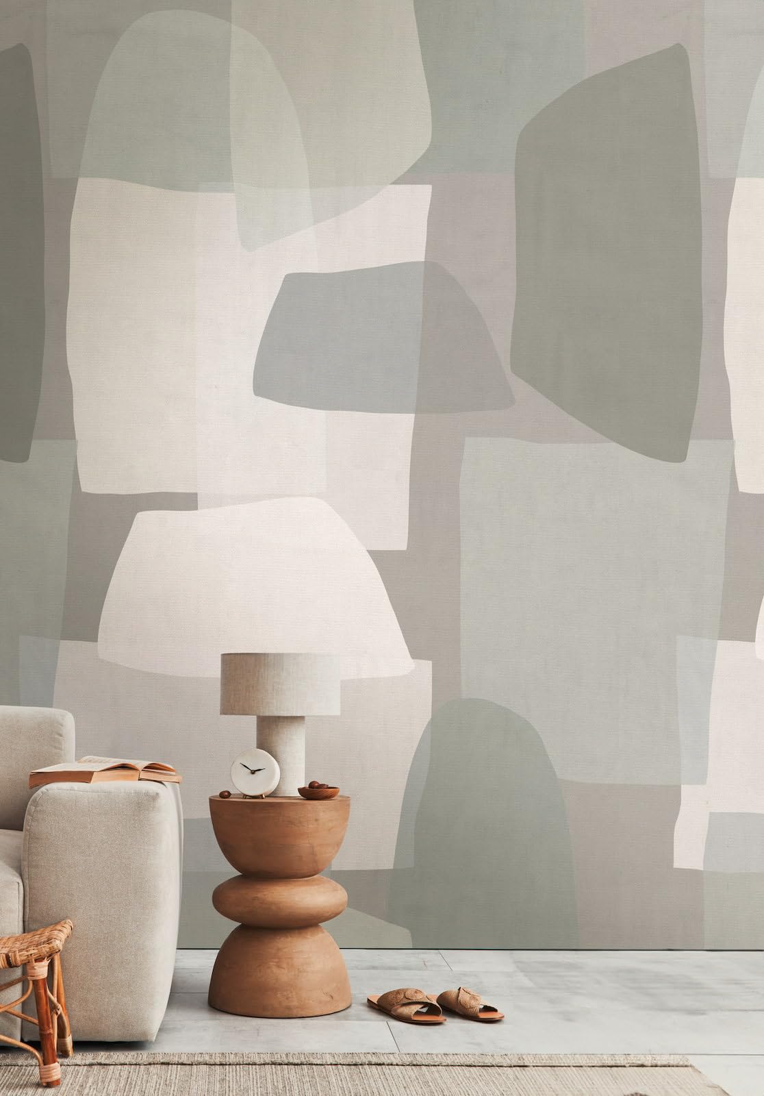 Papier peint graphique marron gris beige Livingwalls 782062 au fini lisse mat