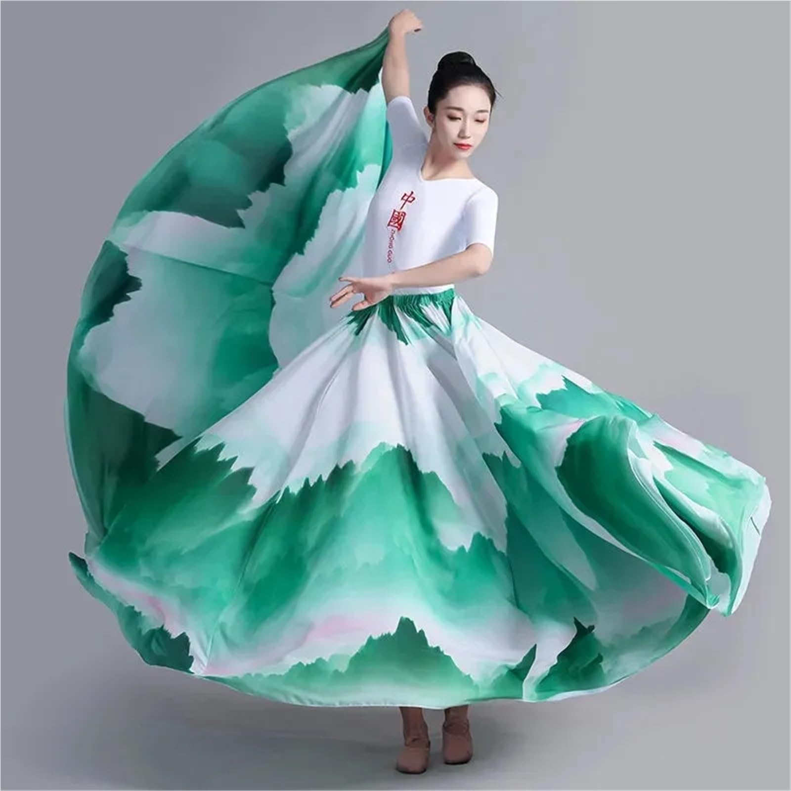 Jupe Flamenco Jupe Longue en Fil for Femme, Taille élastique, imprimé, Grande balançoire à 720 degrés, Printemps, été, Automne, Danse