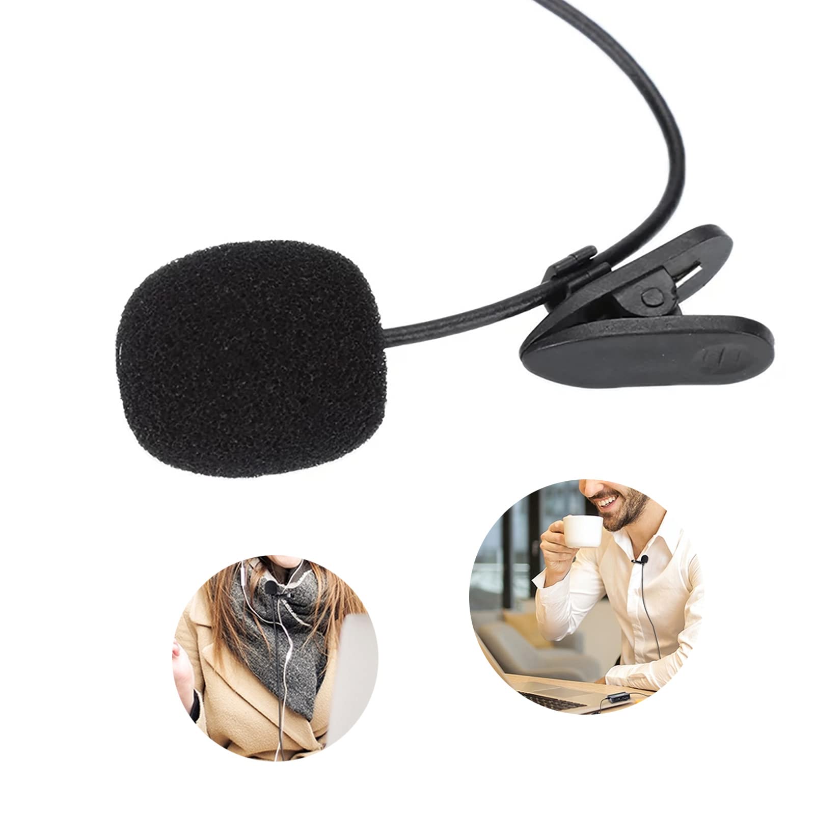 3.5mm Lavalier Microphone Hands-Free Collar Clip Mic for Video Video Conference Vlogging