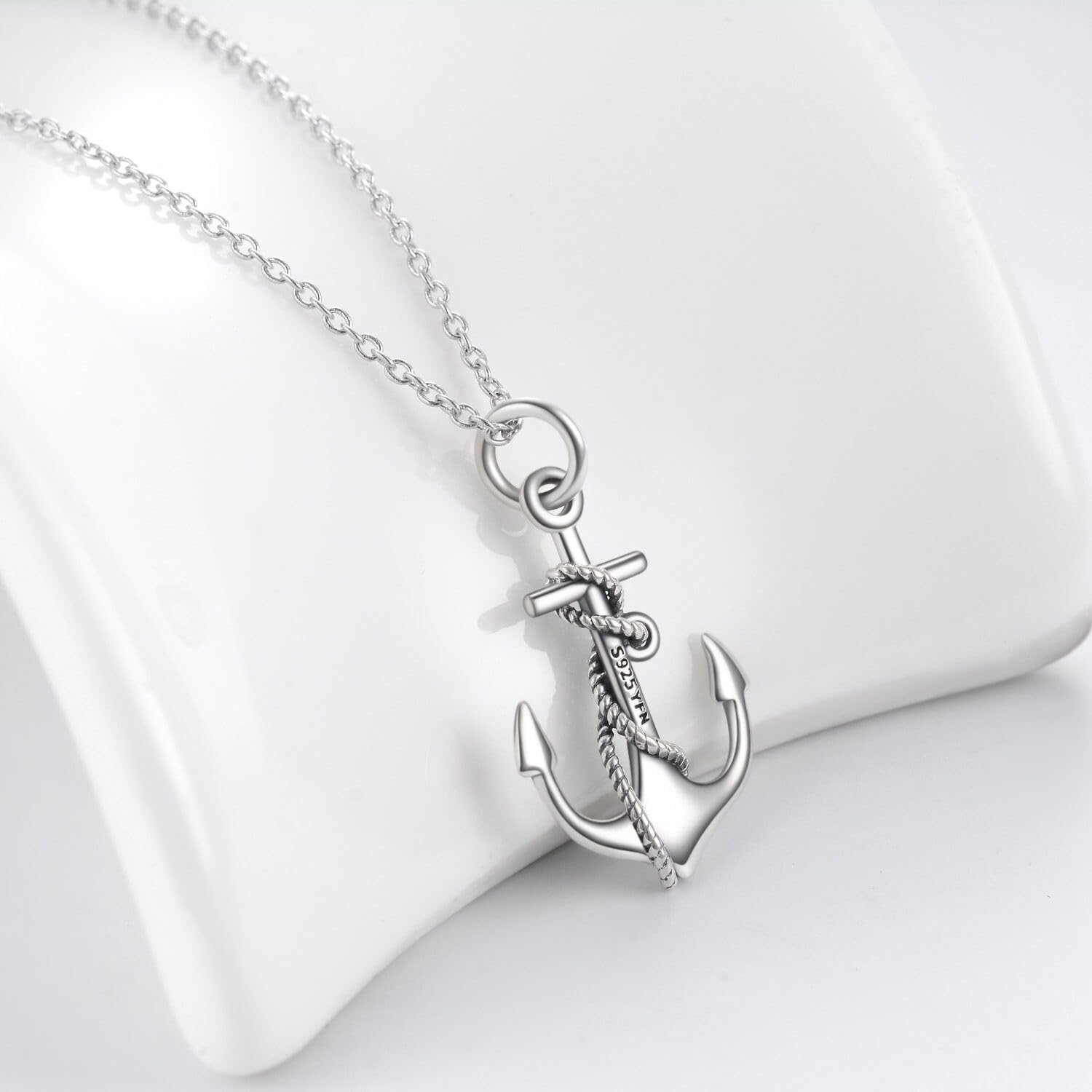 YAFEINI Anker Damen Kette 925 Sterling Silber Damen Halskette Schmuck Kette für Mädchen Herren Damen