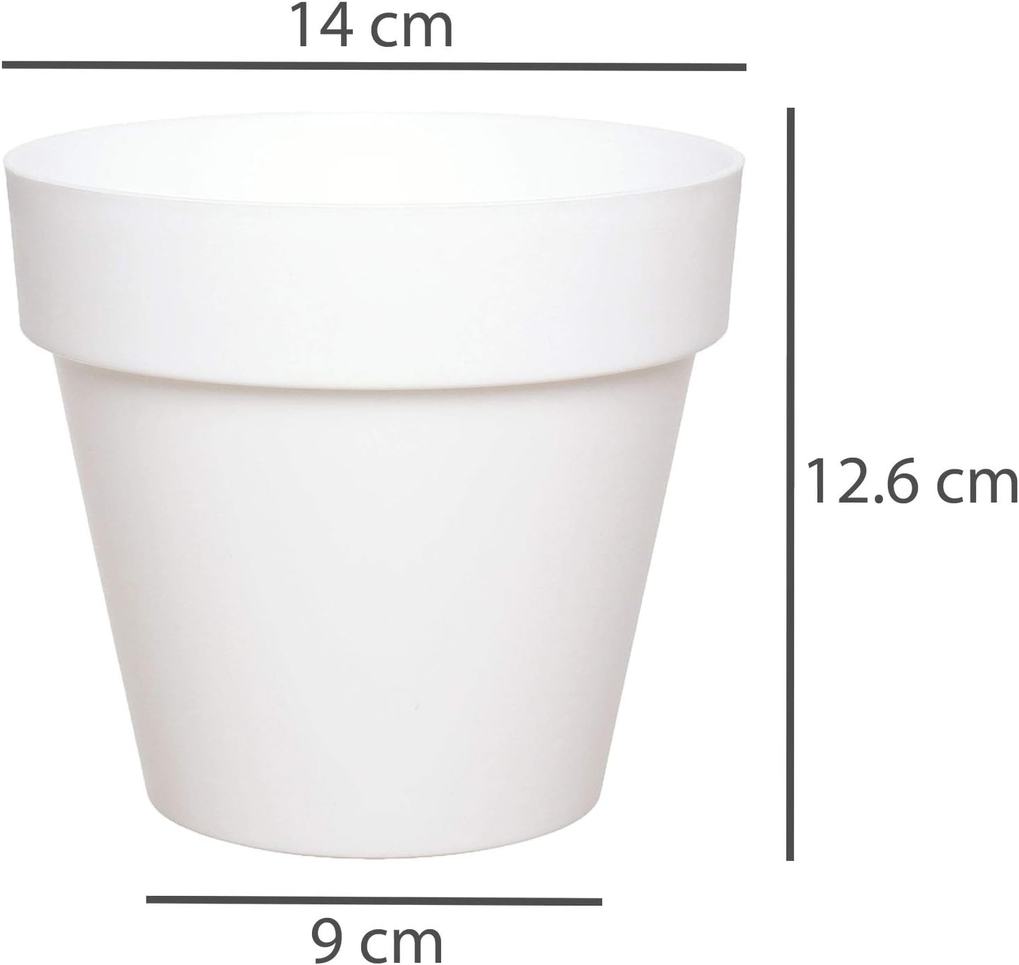 idea-station IBI Plastic Plant Pot Set 3 x 14 cm, white, Indoor Plant Pot Set, Shatterproof Plant Pots in Modern Design - Image 5