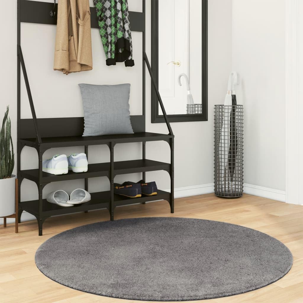 Tapis lavable et antidérapant HUARTE anthracite rond pour salon