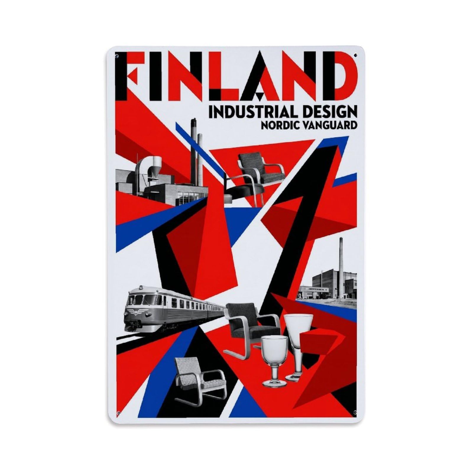 Olhnbad Style Finland Constructivist Industrial Travel Metal Tin Sign