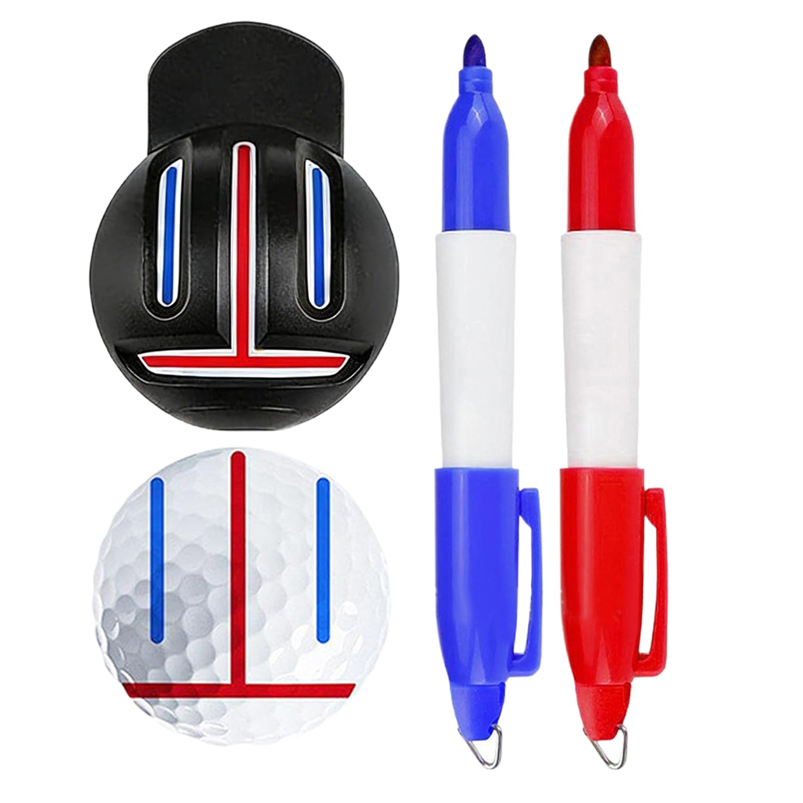 Herramienta para Marcar Bolas de Golf | Con Bolígrafos Portátiles Reutilizables | Marcador de líneas y herramienta de marcaje | para hombres y mujeres entrenamiento putt práctica curso campo deportes