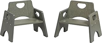 Stackable Wooden Toddler Chair, 6in, Grey Wash, 2-Pack