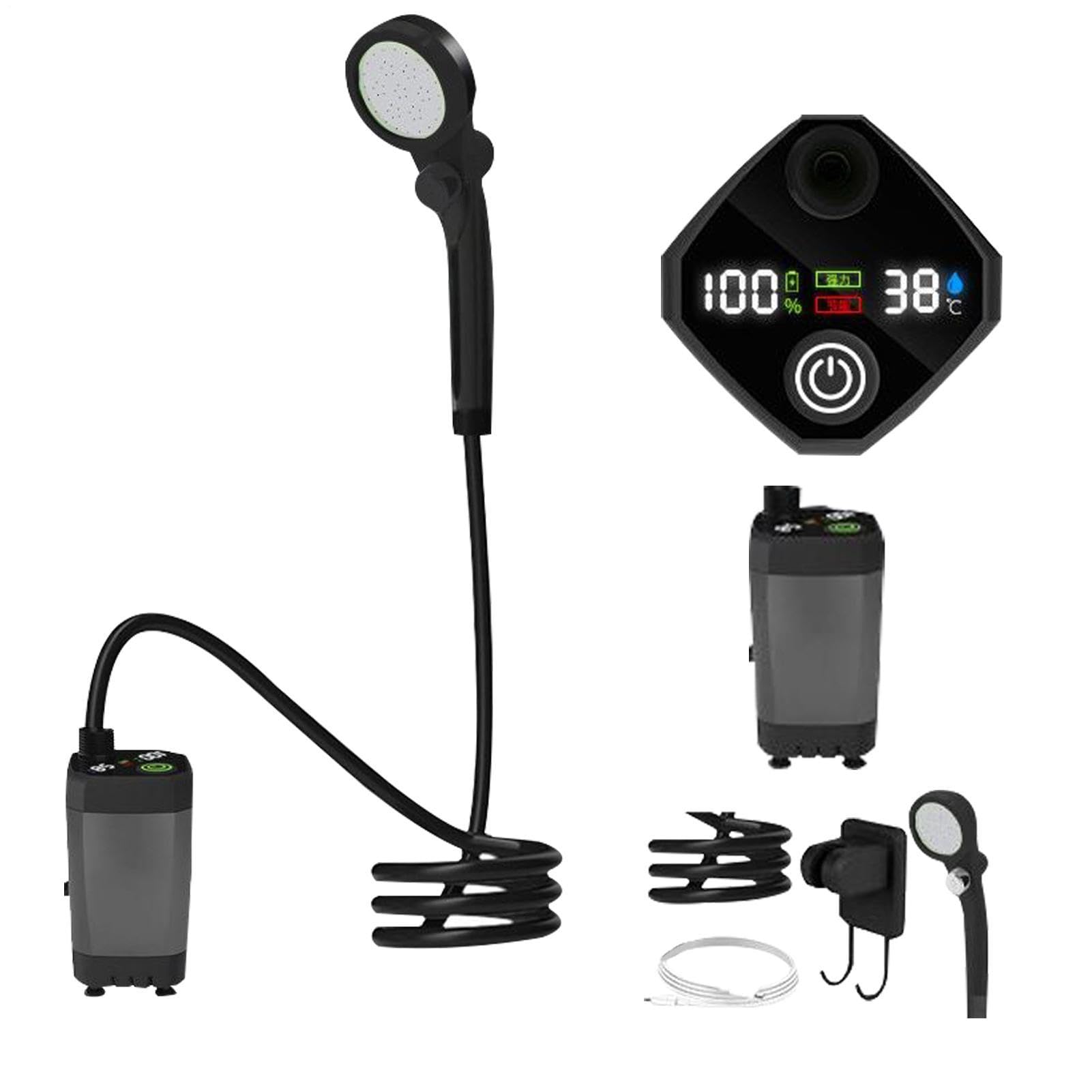 Doccia Portatile Da Campeggio Ricaricabile, 3 Modalità Spray, Impermeabile, | Doccia Da Spiaggia Con Display LED 3 Modalità Di Spruzzo Impermeabile Per Campeggio,