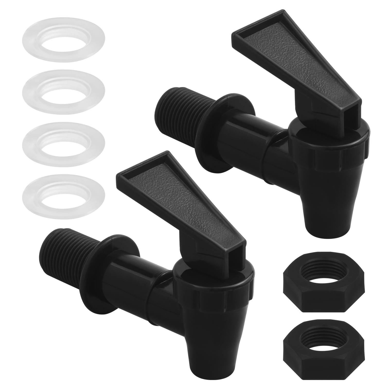 LOUZAGO 2 Pcs Replacement Cooler Faucet, Plastic Spigot Spout Water Dispenser Faucet, Black Water Crock Tap Water Jug Spigot Water Beverage Lever Pour