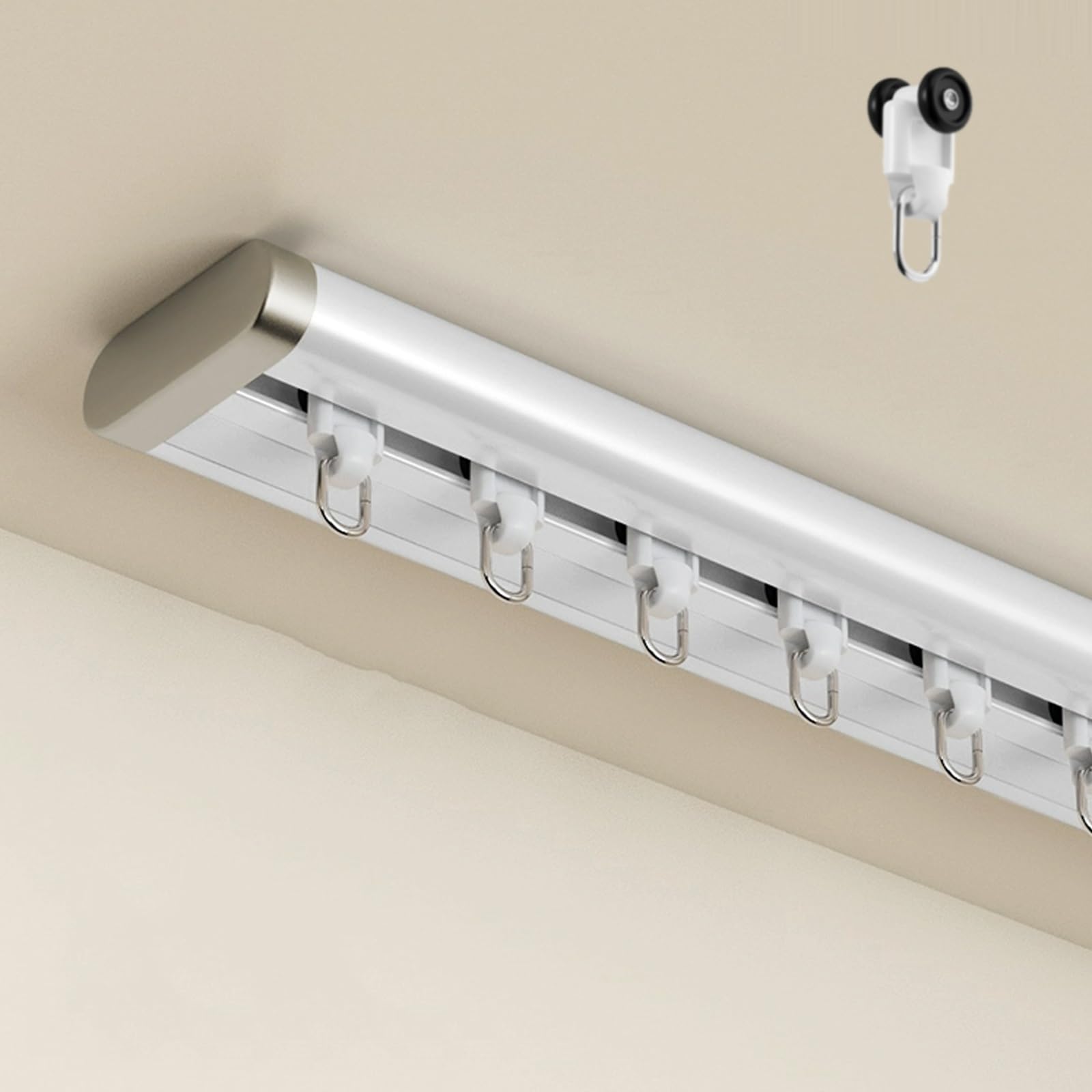 Niewidoczny ultra cienki aluminiowy karnisz, cichy drążek sufitowy do sypialni i salonu, 5,9 m, pojedynczy pręt do przegrody pokoju, szpitala, na balkon
