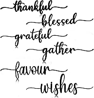 Vista 7 de 12 piezas de letreros de madera con palabras navideñas recortadas "Joyful Merry Thankful Grateful Blessed Peace Gather" para decoración de plato