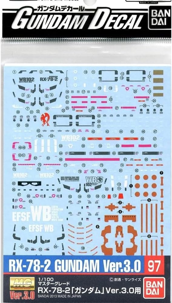 BANDAI SPIRITS Gundam Decal No. 97 MG 1/100 Scale Gundam Ver. 3.0 BAND575258