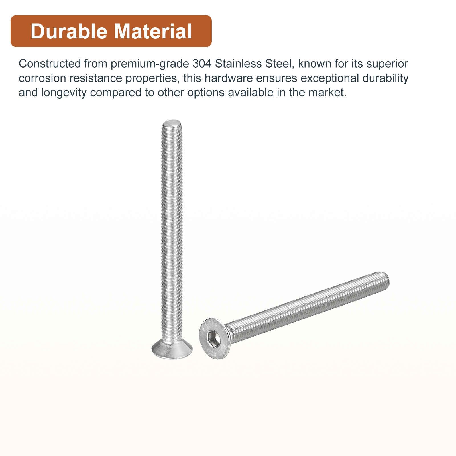 DTGN M6-1 x 80mm Flat Head Socket Cap Screws, 5 Pack 304 Stainless Steel Hex Socket Flat Head Screws, Full Thread, Countersunk Bolts - Image 3