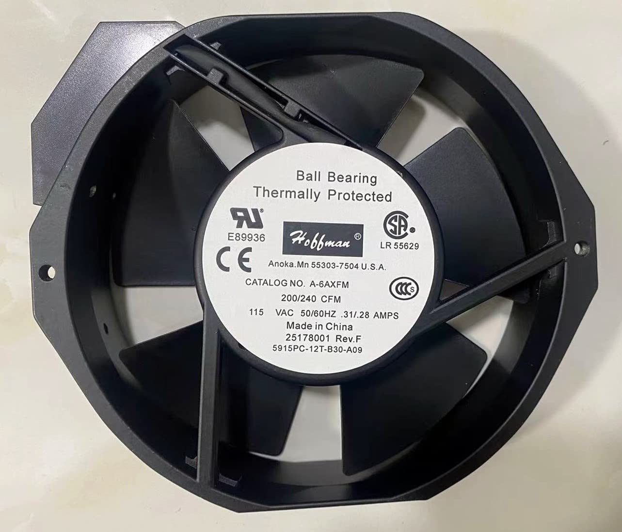 A-6AXFM 59159C-12T-B30-A09 115V 0.31/0.28A 200/240CFM Cooling Fan