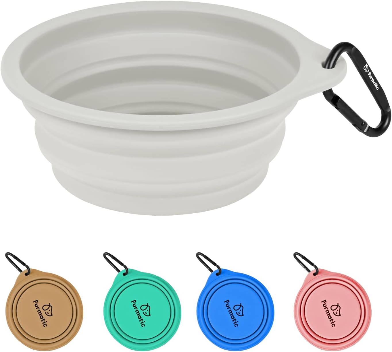 Portable Collapsible Dog Bowl, Food Grade Silicone, Large Capacity, Easy to Wash – Ideal for Outdoor Camping and Hiking, Suitable for Dogs, Cats, and Pets (Grey)