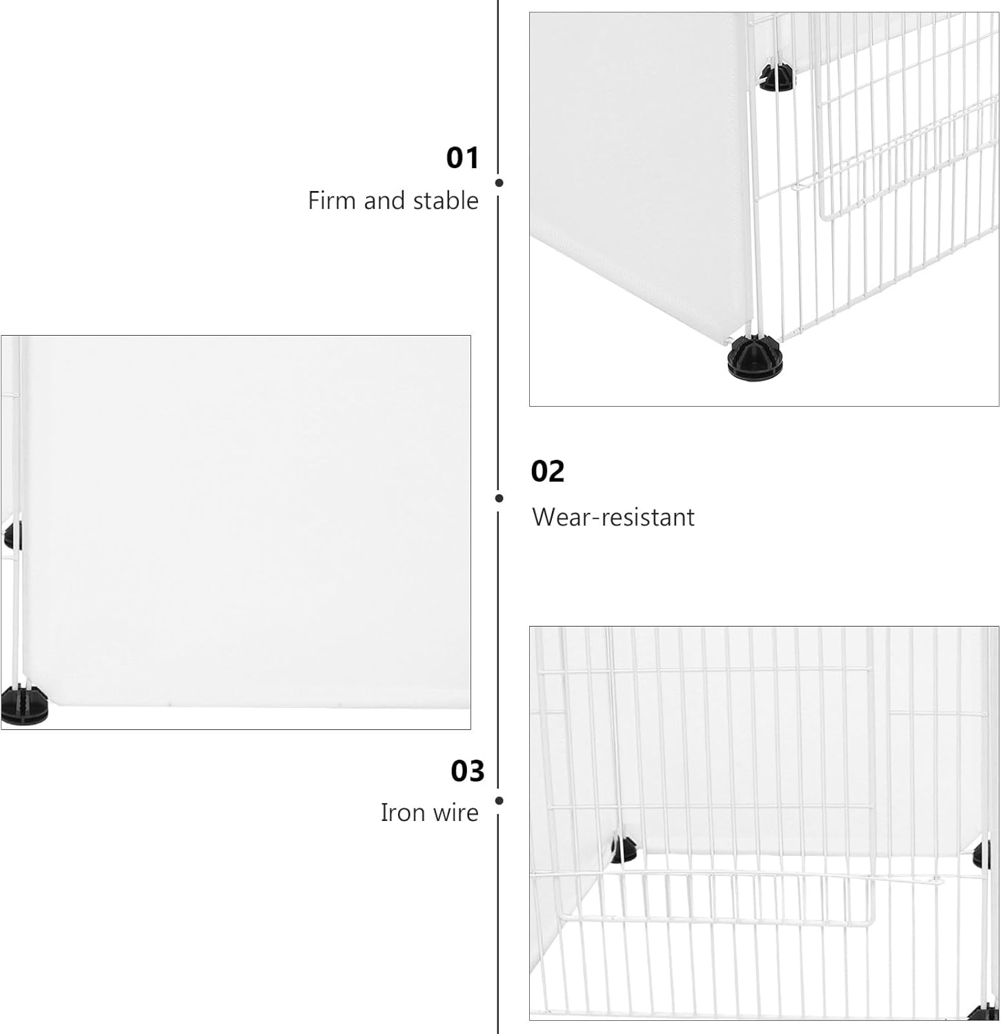 Alasum Pet Indoor Exercise Fence 6pcs Mini Hamster Playpen with Door, Frosted White 35x35 Cm DIY Small Animal Cage for Hedgehogs and Rabbits