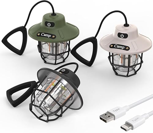 Linterna de campamento de 1200 lúmenes, luz LED recargable con 4 modos de luz, linterna portátil USB al aire libre para campamento, senderismo,