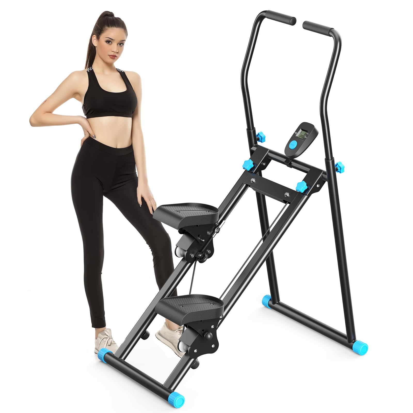 2026 New Home Fitness Cross-Training Stepper, Stepper with Handlebar and LCD Monitor, Adjustable Height, Suitable for Fitness, Indoor and Outdoor