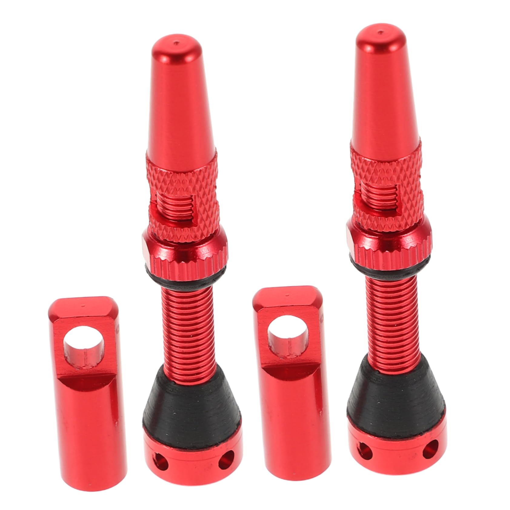 Happyyami 40mm Red Bike Tire Valve Set Aluminum Alloy Vacuum Valve Stems Easy Install Tubeless Tire Kit