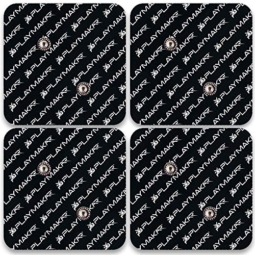 PlayMakar Pro Electrodes, Snap Style for Wireless Electric Muscle Stimulator (Small: 2.75" x 2.75")