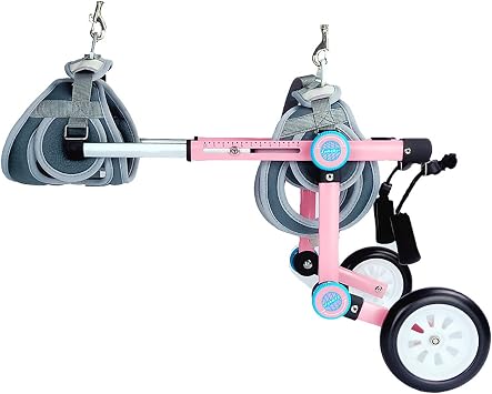 Small Medium Pet Wheelchair S to S, Fordable Paralysis Mobility Equipment for Dog Cat Legs, Dog Wheel Chair Suitable for Various TerrainsPink,Size S