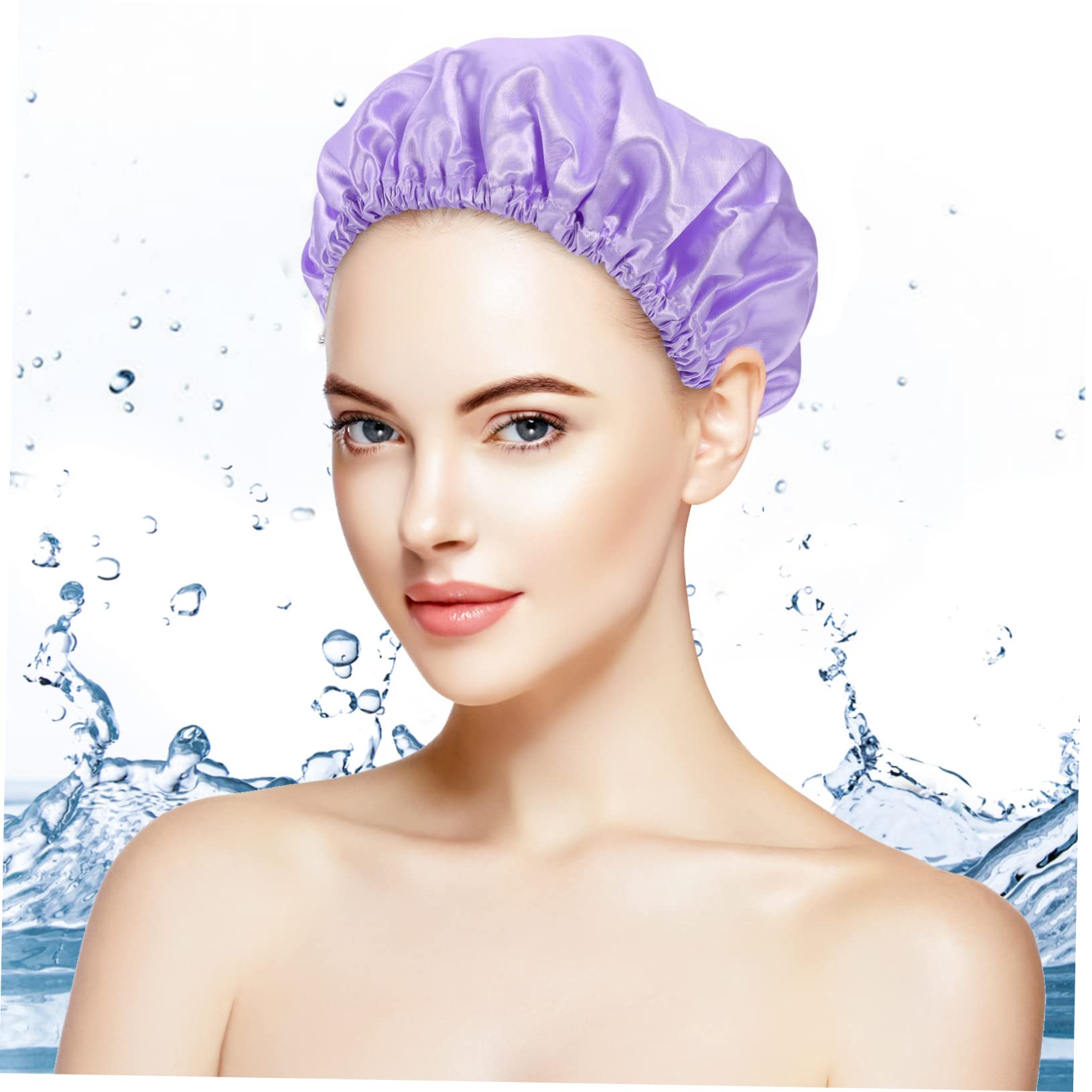 3 piezas Gorro de Ducha Reutilizable para Mujeres de Material Peva y Satén y Duradero para Baños y Lavado de Diseño Colores Sólidos Rosa Melocotón Gris