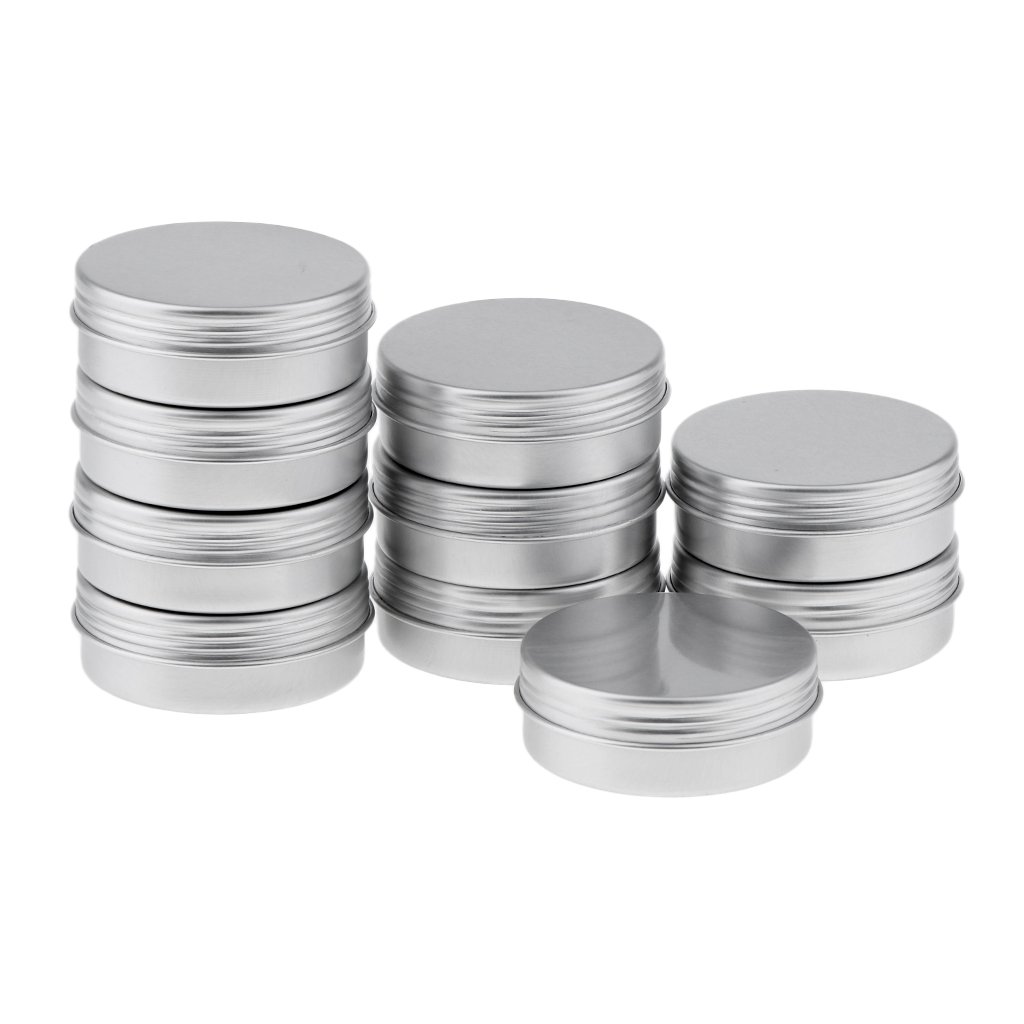 10 Pack Aluminum Lip Balm Pots 25ml Capacity Empty Small Mini Cosmetic/Lip Gloss/Nail Art Pots Tins Jars