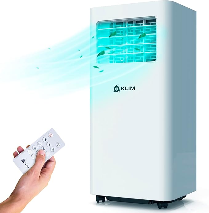 KLIM K9000 | Aire acondicionado portátil 3 en 1 + NUEVO + Con función deshumidificador, ventilador y modo refrigeración + Mando a distancia + AC portátil de 9000 BTU + 5 AÑOS DE GARANTÍA