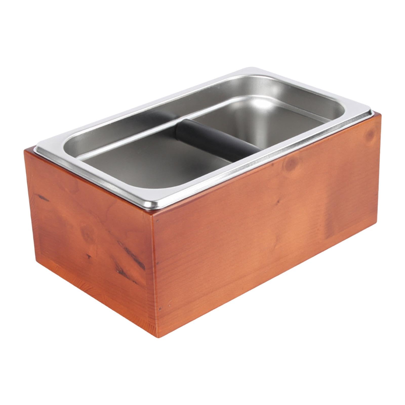 Contenitore per fondi di caffè in acciaio inox, separabile, 26x17x11,6 cm, sedile in legno per macchine da caffè espresso multiuso