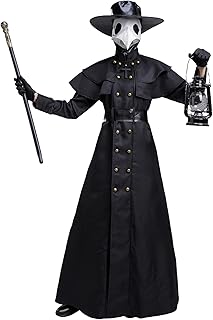 Feynman Disfraz medieval steampunk de médico de la peste negra para hombre, disfraz de médico para Halloween con juego de accesorios