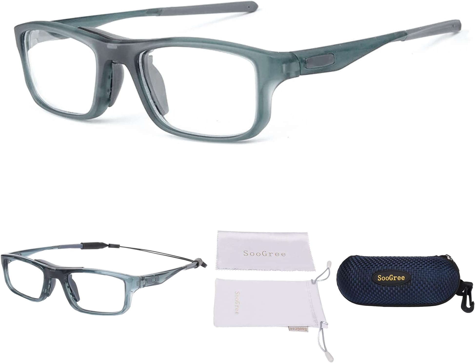 Sports Goggles Glasses Football Soccer Safety Glasses Goggles Adjustable Strap Interchangeable Temples for Men Youth