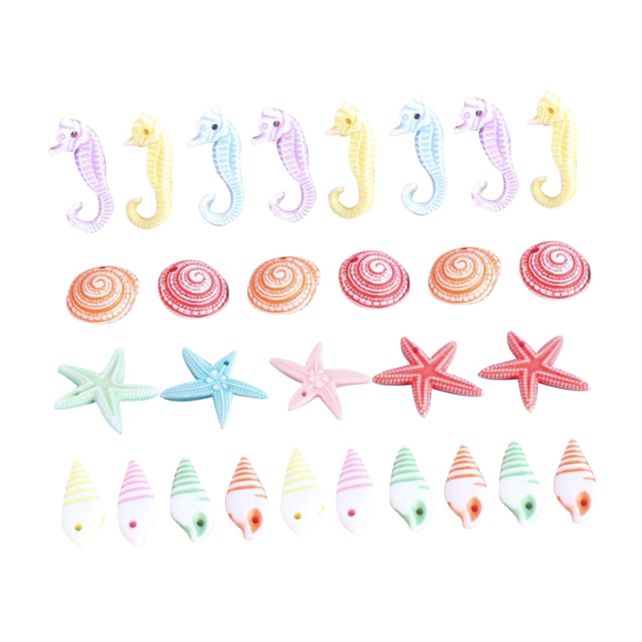 TOYANDONA Seahorse for Ornaments Resin 48pcs Star Mini Ocean Conch Landscape and Decorations Decor Use, Safe Props Random Color Aquarium Terrarium for Water Tank, for Home Photo