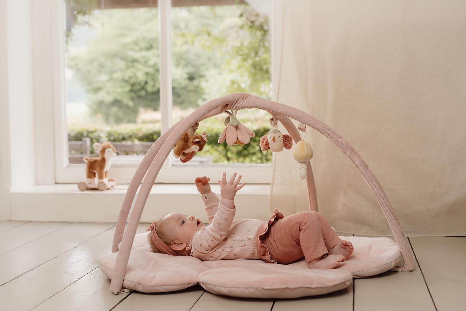 Little Dutch 9017 - Tappeto da gioco con arco di gioco, motivo: giardino delle fate, colore: Rosa