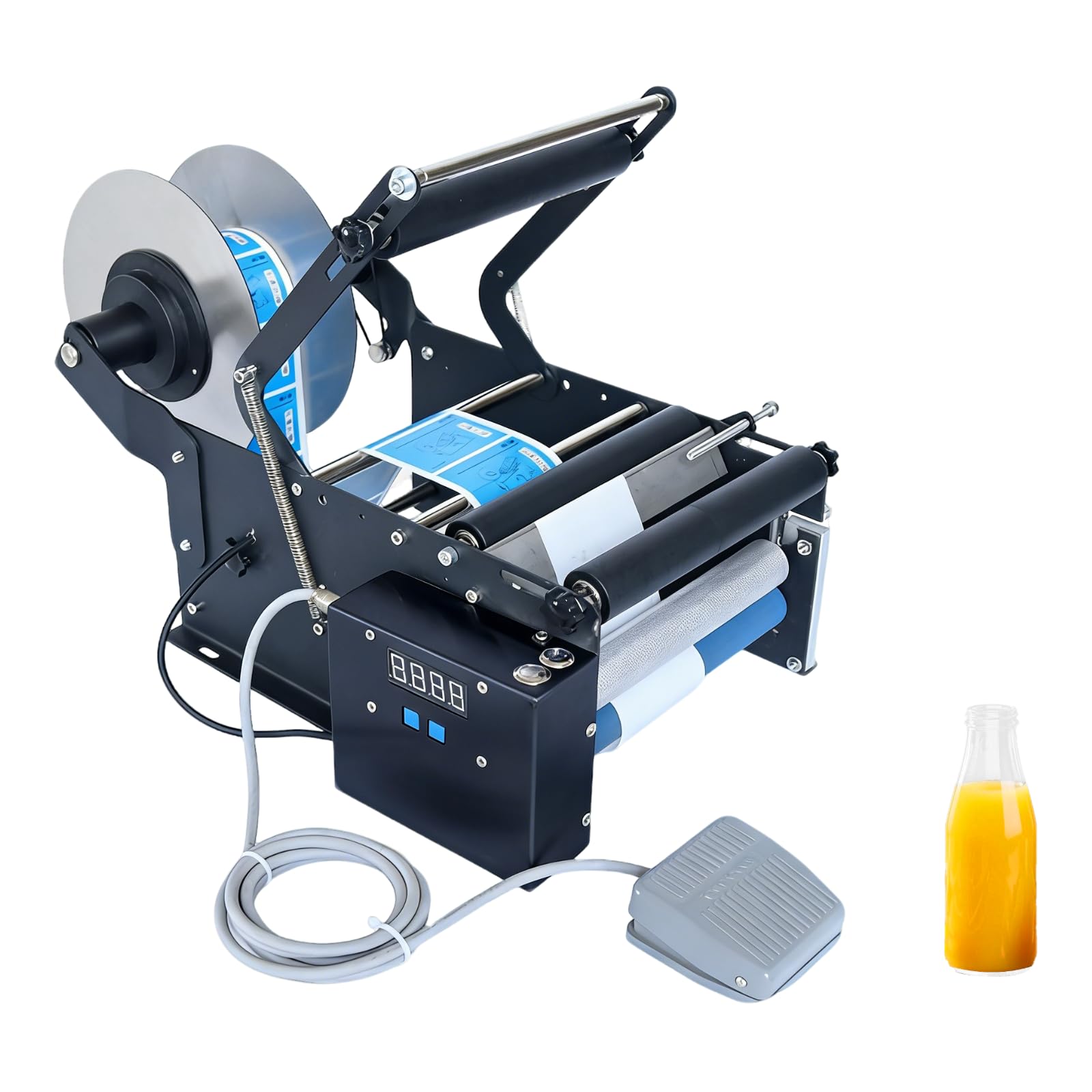 Etichettatrice Elettrica Per Bottiglie | 30-40 Etichette/Min | Nucleo Etichetta 75mm | Diametro Esterno Max 145mm | Larghezza Etichetta 160mm | Motore 36W | Per Cantine Upgradedversion-110V