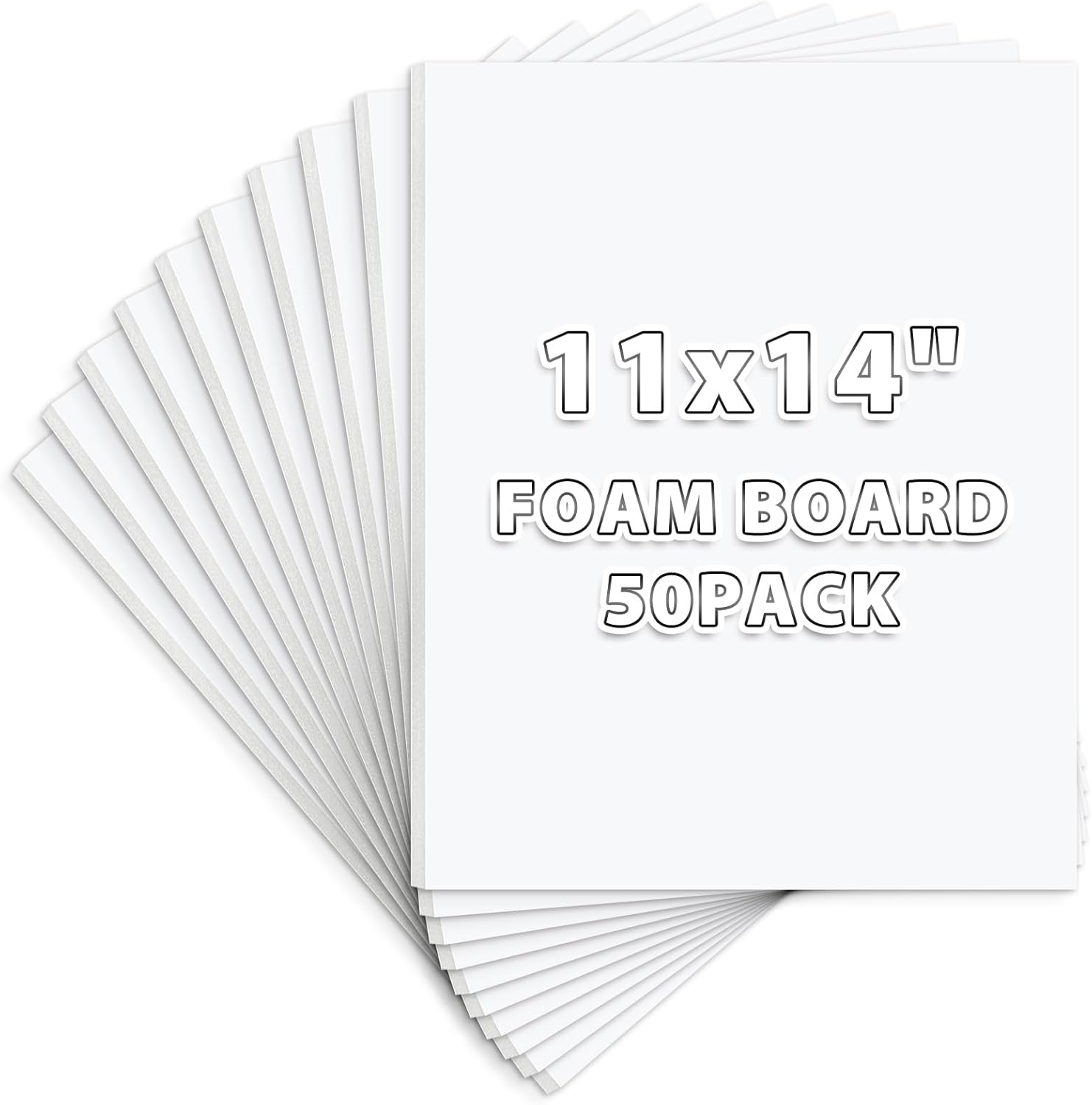 Golden State Art, Pack of 50, Foam Core Backing Boards (1/8" Thick, 11x14 White)