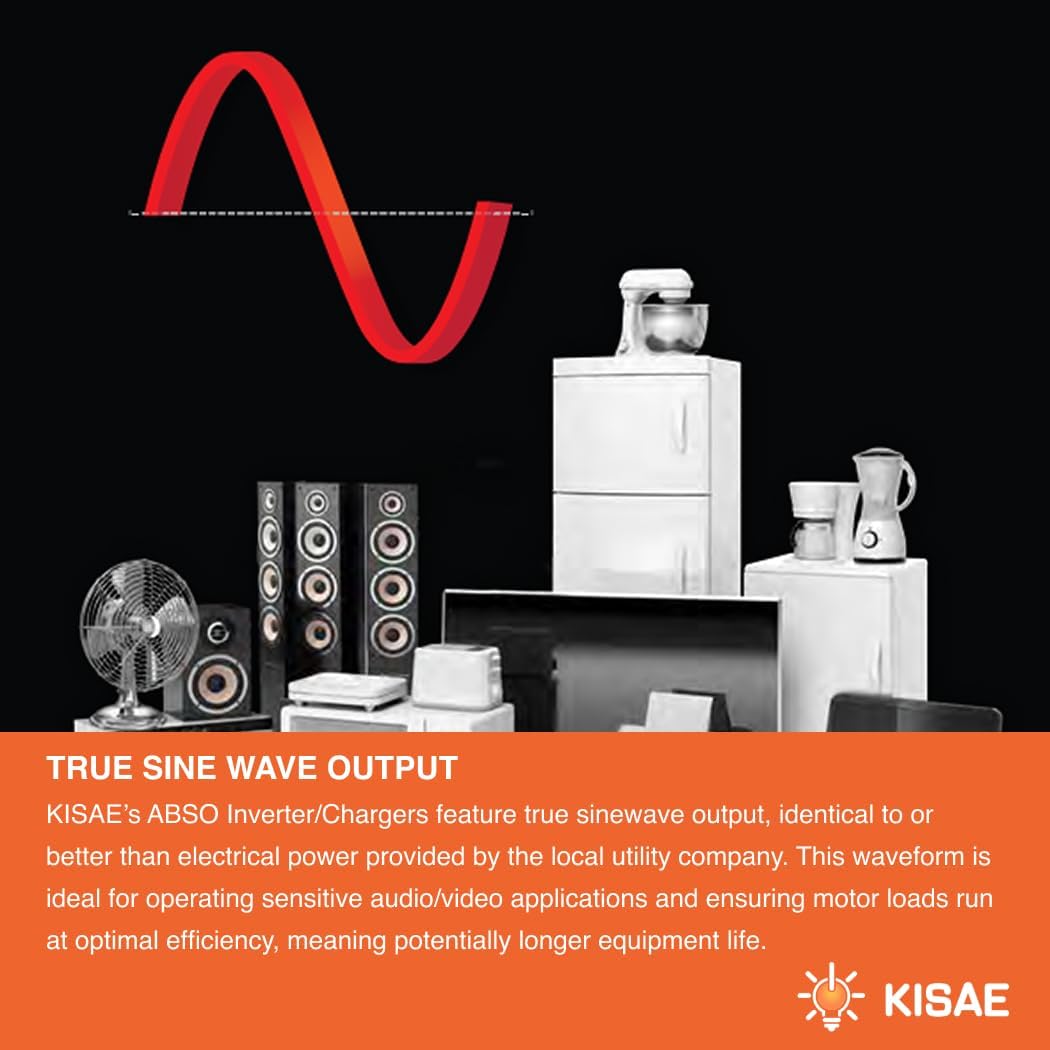KISAE Technology IC121040 Abso Sine Wave Inverter Charger, 1000W, 40A