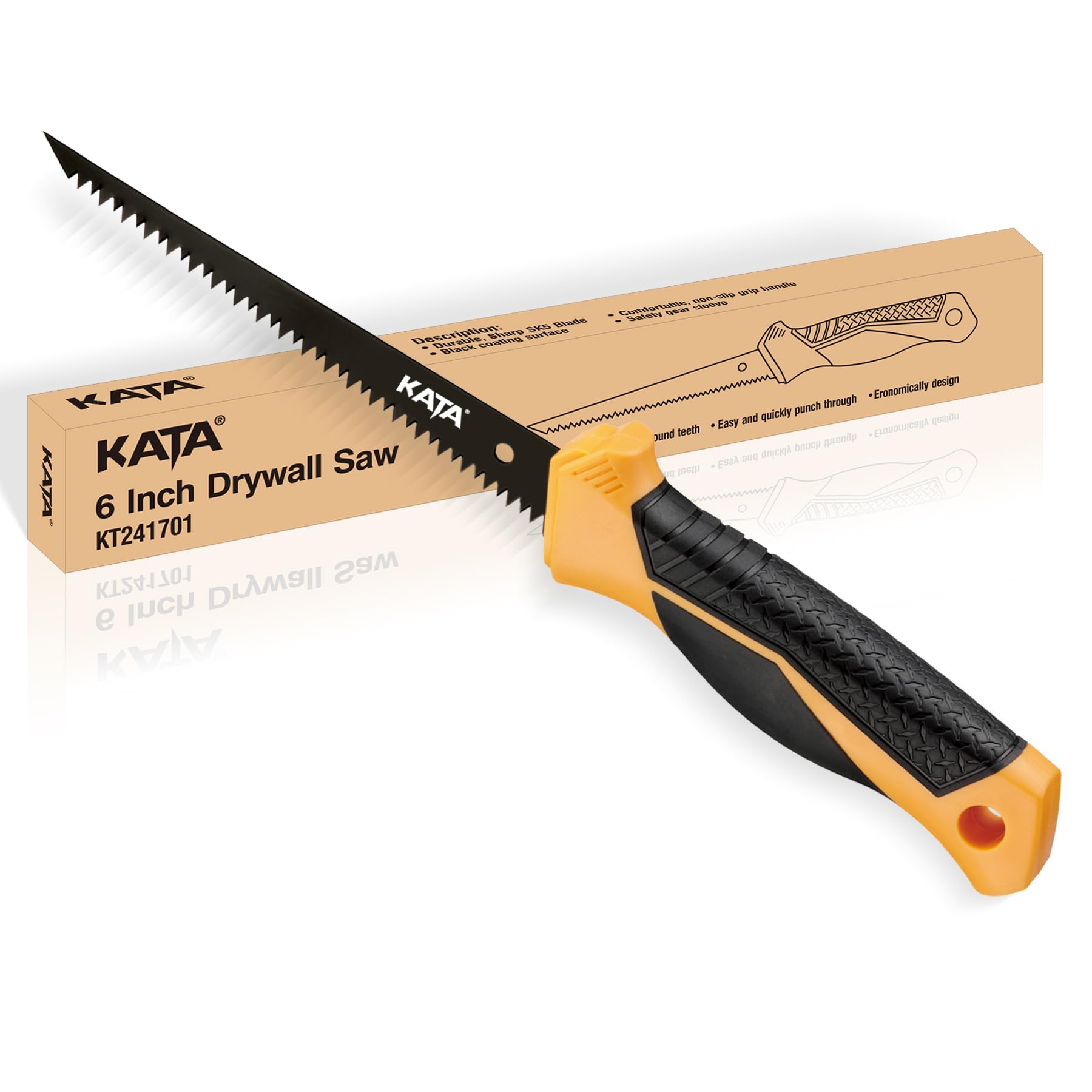 KATA Drywall Saw Handsaw, 6-inch Sharp 8-TPI Blade Pumpkin Carving Tools, Keyhole Job Saw with Ergonomic Handle,Triple Ground Teeth Cutting for