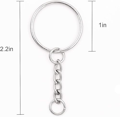 Miniatura 2 de KINJOEK 400 llaveros de 0.984 in a granel, llavero de metal de 1 pulgada, anillo dividido para manualidades