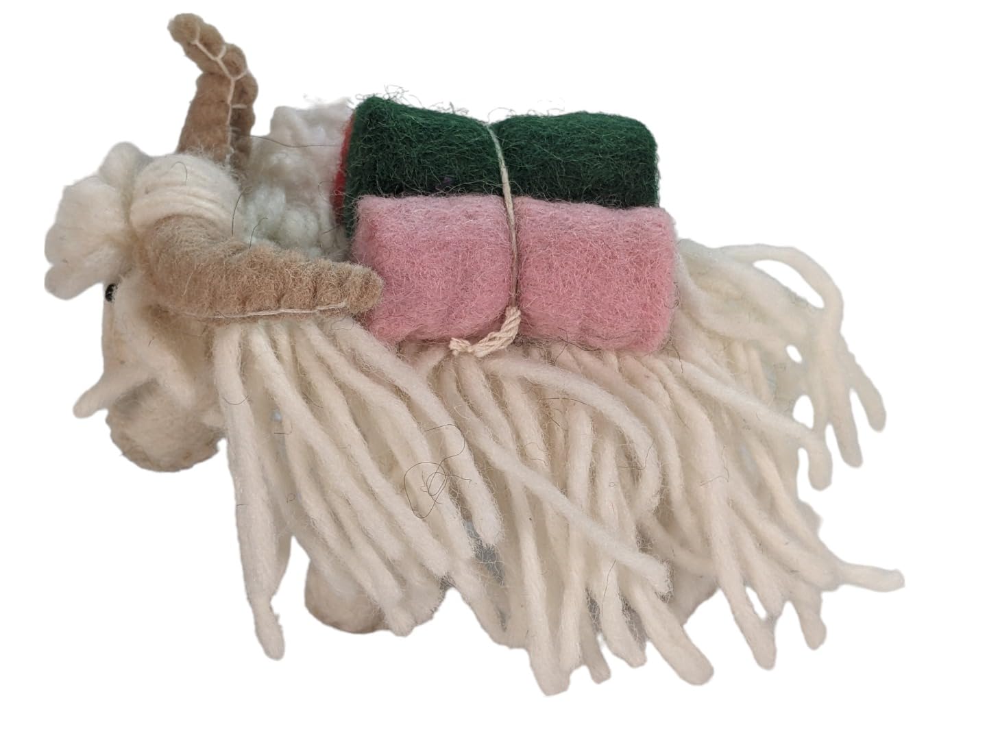 Terrapin Trading White Felt Wool Cow Nepalese Mountain Yak Ornament Fluffy Gift Animal Scottish