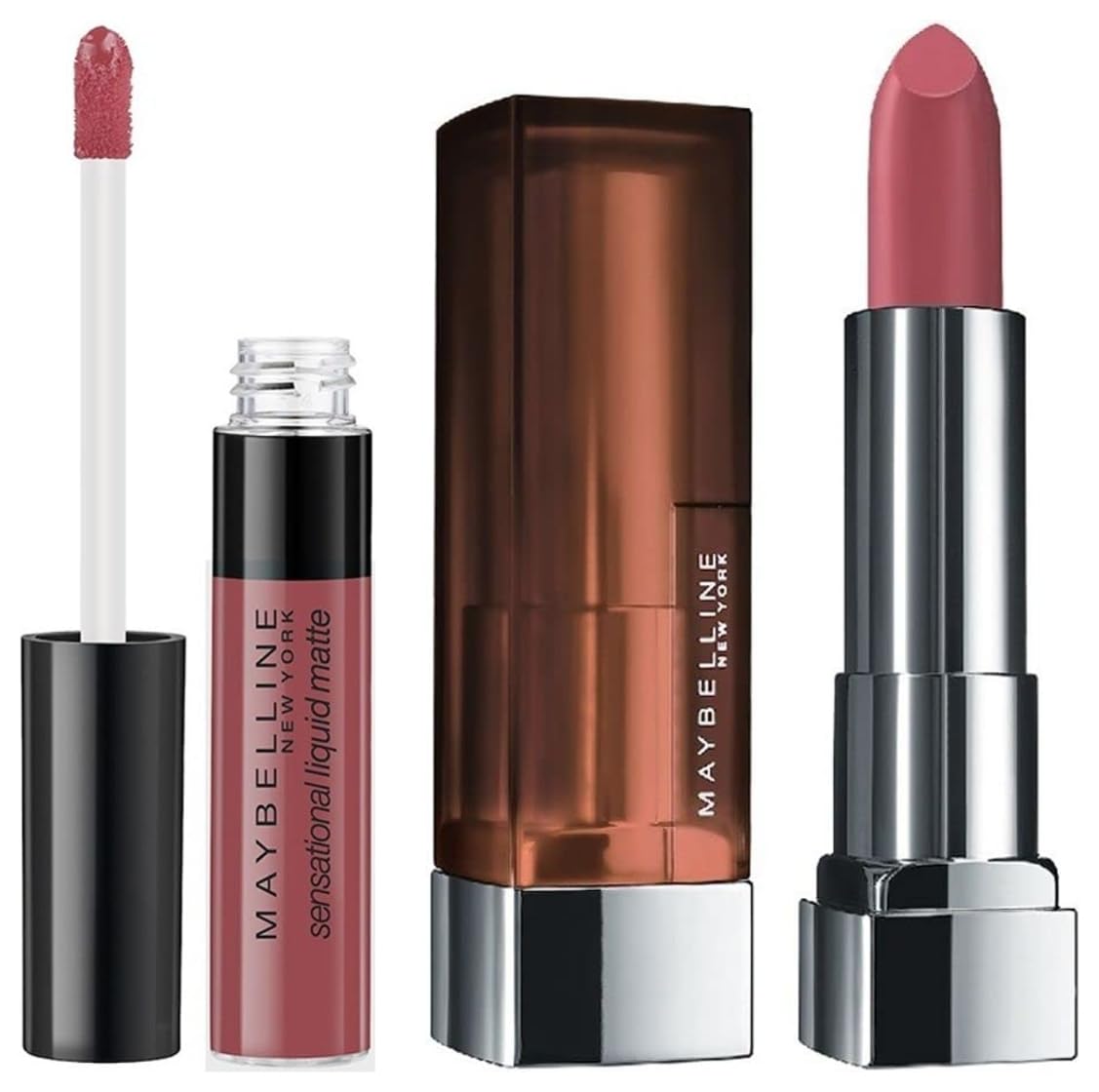 Maybelline New York Sensational Liquid Matte Lipstick 06, Best Babe, 7G. and Maybelline New York Color Sensational Creamy Matte Lipstick, 660 Touch of Spice, 3.9g