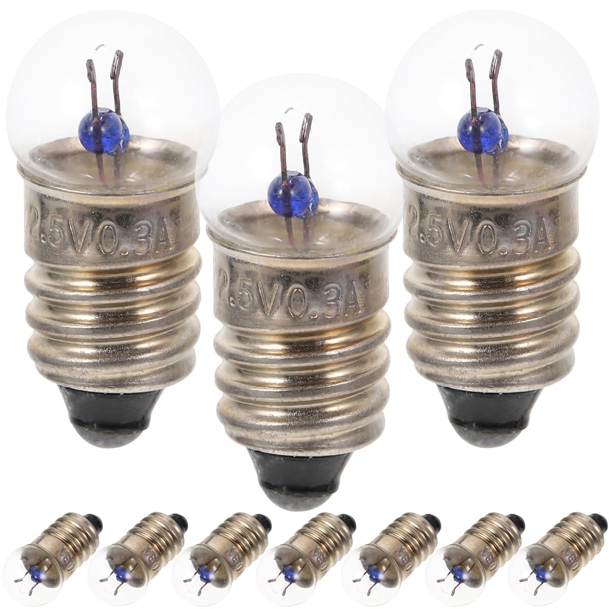 10 Ampoules Miniature E10 2,2V/0,25A 0,55W Blanc Chaud - Pour Vélo, Lampe De Poche, Modélisme