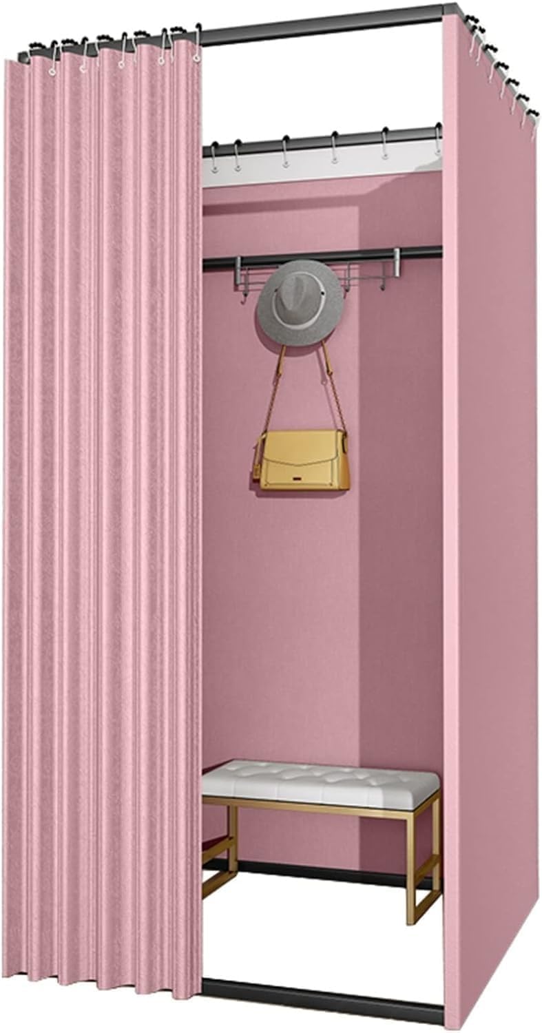 Vestiaire pour boutique et bureau temporaire avec cabine rose 100x100cm