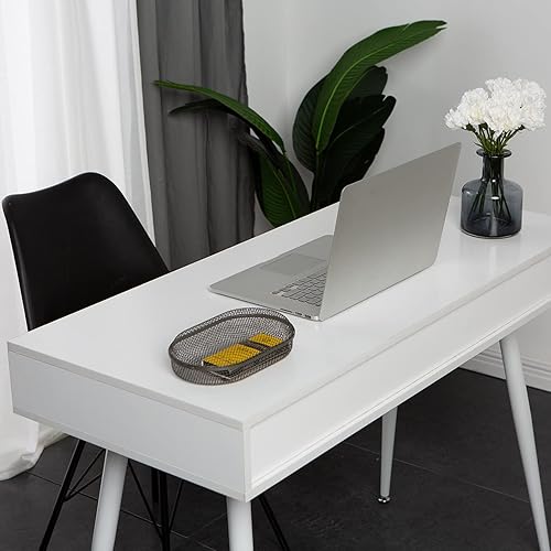 Miniatura 8 de Need Escritorio blanco con escritorio de almacenamiento, mesa de tocador, escritorio de computadora moderno con 3 cajones, mesa de tocador de