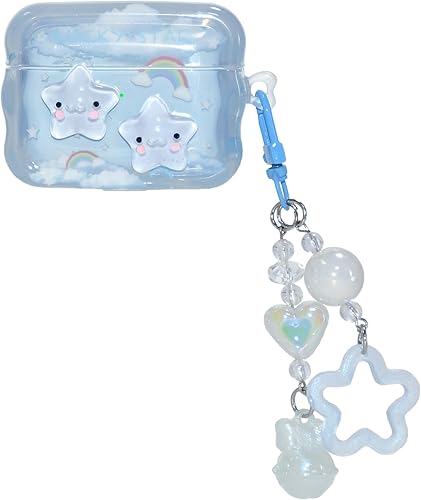 Srddty Funda compatible con AirPods Pro 2, diseño ondulado, a prueba de golpes, para niñas y mujeres, con llavero diseñado para AirPods Pro de 2