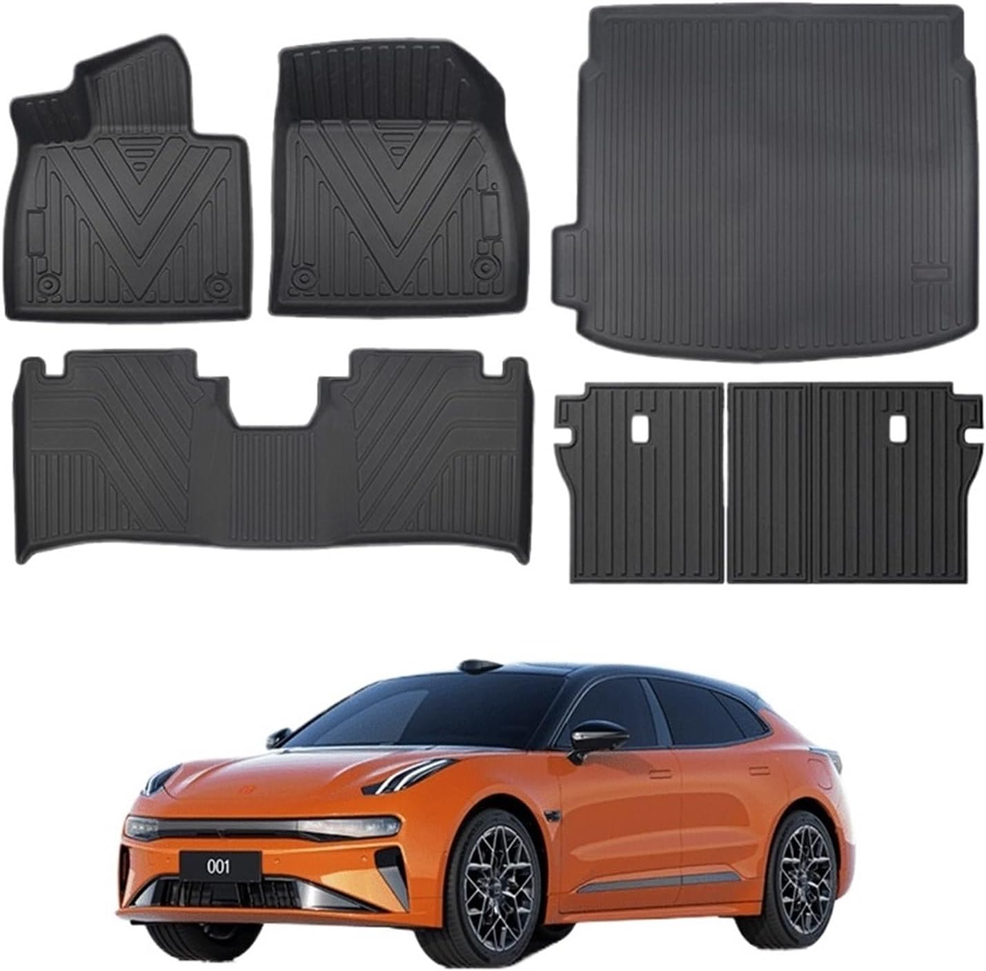 Compatible with Zeekr 001 2024 2025 Car Floor Mats & Cargo Liner, TPE 3D Foot Mat Waterproof Trunk Mats and Backrest Mats LHD(6pcs LHD)
